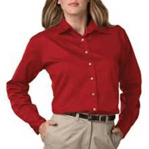 XL Vintage Zara Cotton Front Button Down Red Formal Top Equestrian Corporate